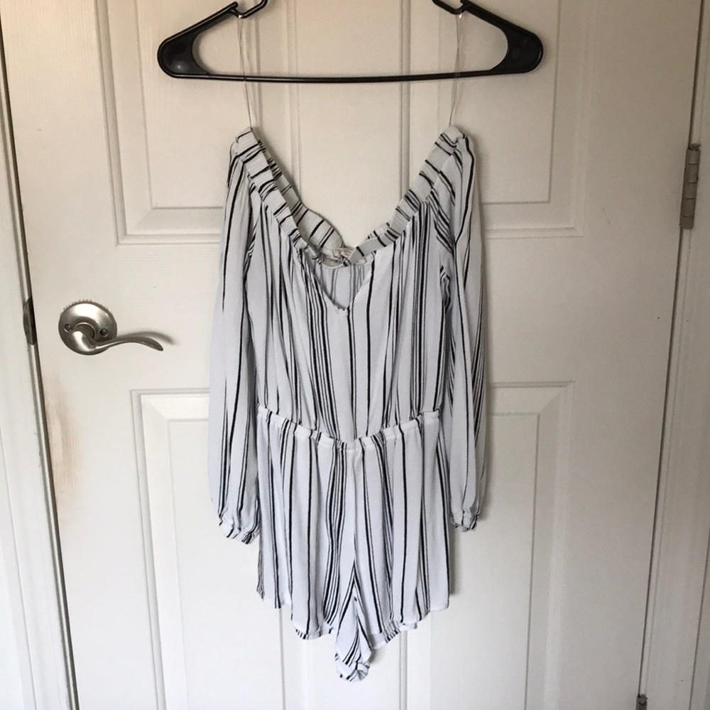 XS Off the Shoulder Striped Pacsun Romper